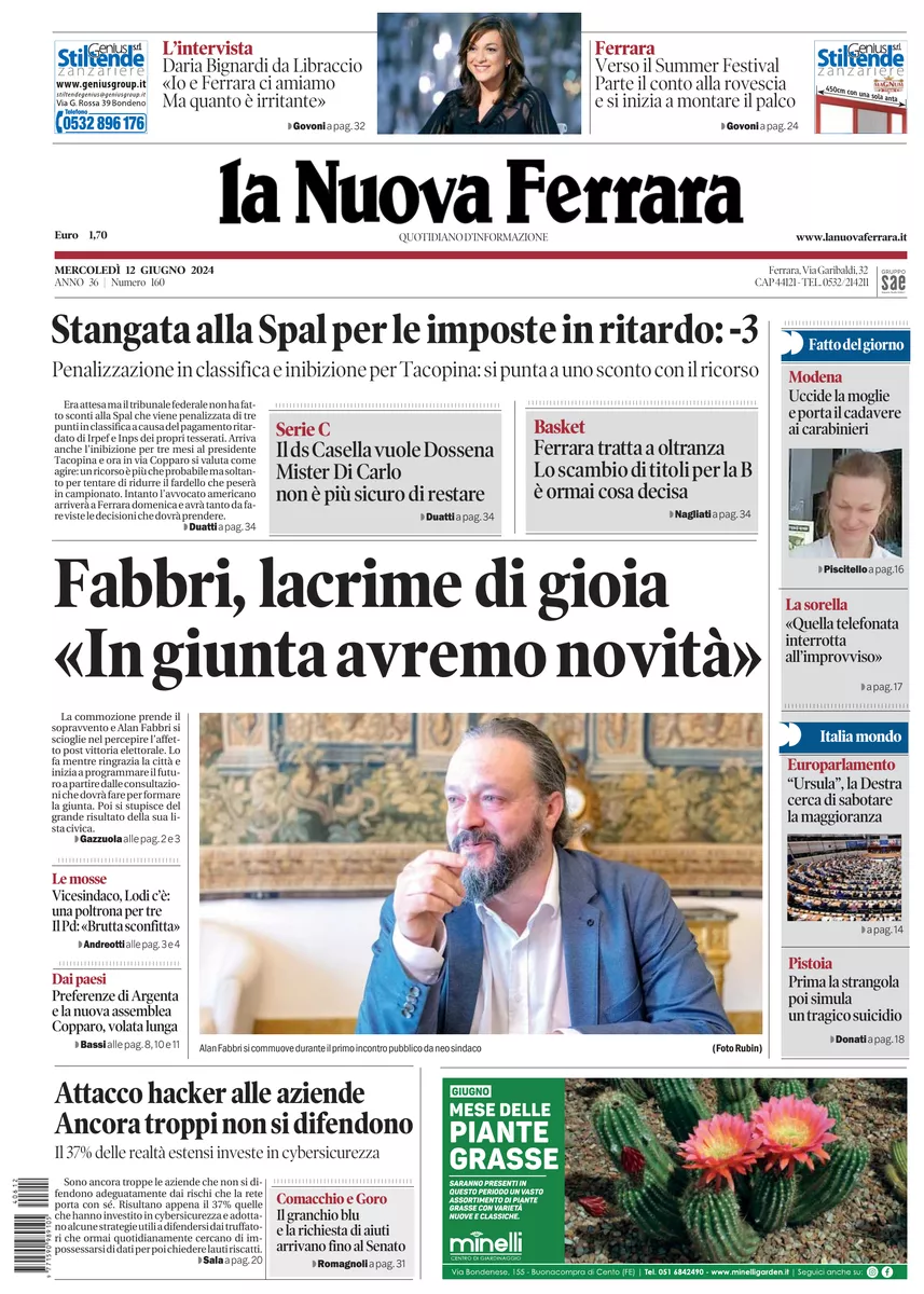 Prima-pagina-nuova ferrara-oggi-edizione-del-2024-06-12